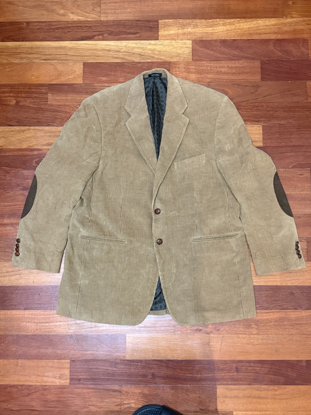 Patrick James Men's Tan Corduroy Blazer with Elbow Patches / Raised Collar
